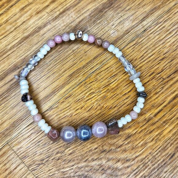 Sunstone and Rhodonite Bracelet – Handmade Stretch Bracelet for Self-Love and He - Picture 3 of 6